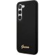 Guess Samsung Galaxy S23 dėklas Silicone Vintage Gold Logo, juodas
