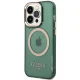 Guess Gold Outline Translucent MagSafe dėklas, skirtas iPhone 14 Pro, žalias