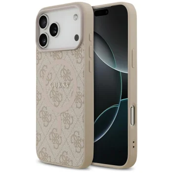 Guess 4G Ring Classic Logo MagSafe dėklas iPhone 17 Pro Max, rožinis