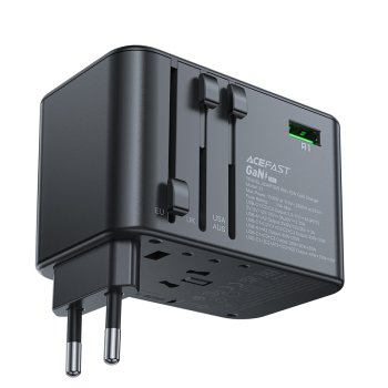 Acefast Z1 GaN 75W PD kelioninis įkroviklis, juodas
