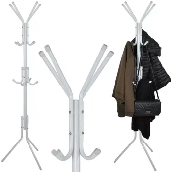 Metal Standing Coat Rack 170 cm, Ruhhy 23814, white