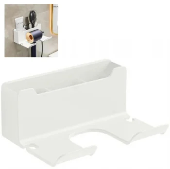 Wall Mounted Hair Dryer Holder with Shelf DA202A, White