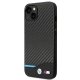 BMW dėklas iPhone 14 Plus telefonui Leather Carbon, juodas