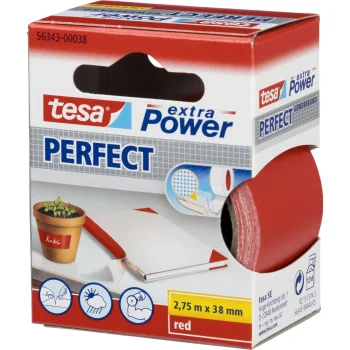 Tesa extra Power Perfect medžiaginė lipnioji juosta 2,75 m, raudona