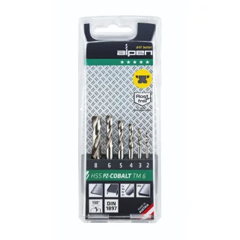 Metalo grąžtų rinkinys Alpen TM-PZ HSS-Co 2–8 mm, 6 vnt.