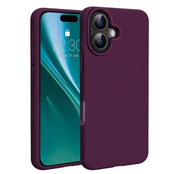 Silikoninis dėklas Etteri Silicone Mag skirtas iPhone 16 6.1" su MagSafe, tamsi vyšnia