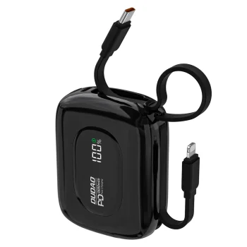 Išorinė baterija Dudao K32 10000 mAh 22.5W su USB-C / Lightning laidais, juoda