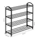 Metalinis batų dėklas ModernHome, 4 lentynos, 12 porų, juodas