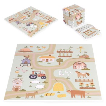 Ecotoys EVA putų dėlionės kilimėlis vaikams Farm, 90.5x90.5 cm, 21 dalis