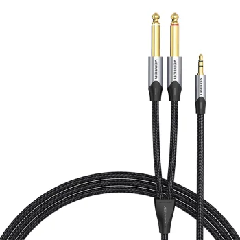 Garso laidas 3.5mm į 2x 6.35mm Vention BARHK 8m