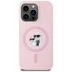 Karl Lagerfeld dėklas, skirtas iPhone 14 Pro Max Silicone KC Body Ring MagSafe, rožinis