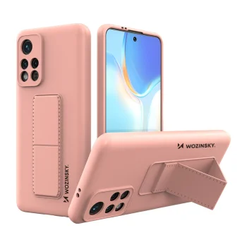 Wozinsky Kickstand Case dėklas telefonui Xiaomi Poco M4 Pro 5G su stovu, rožinis