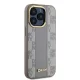 DKNY dėklas iPhone 15 Pro Max su MagSafe, Leather Checkered Mono Pattern, smėlio spalvos