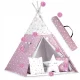 Nukido vaikiška palapinė Tipi su lemputėmis, Pink Stars