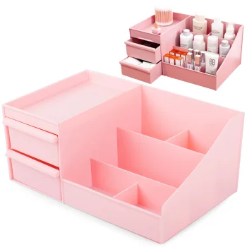 Cosmetic and Jewelry Organizer with 2 Drawers, Pink
