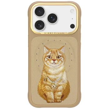 Nimmy Lucky Cat MagSafe dėklas iPhone 17 Pro telefonui, rudas