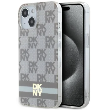 DKNY dėklas iPhone 15 / 14 / 13 telefonams, smėlio spalvos