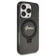 Guess Ring Stand Script Glitter MagSafe dėklas iPhone 14 Pro Max, juodas