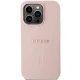 Guess Saffiano MagSafe dėklas iPhone 14 Pro Max telefonui, rožinis