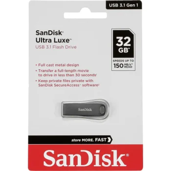 USB atmintinė SanDisk Cruzer Ultra Luxe 32GB USB 3.1 150MB/s, sidabrinė