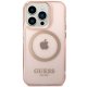Guess dėklas iPhone 14 Pro Max su MagSafe, pusskaidris rožinis