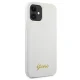 Guess iPhone 12 mini dėklas Silicone Vintage Gold Logo, balta