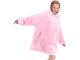 Oversized Warm Hoodie Sweatshirt Blanket with Pocket, Pink