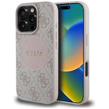 Guess 4G Circle Classic Logo MagSafe Phone Case Cover iPhone 16 Pro Max - pink