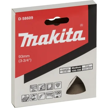 Makita trikampis švitrinis popierius K100 93 mm medžiui ir metalui, 10 vnt., raudonas