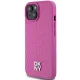 DKNY Leather Pattern Metal Logo MagSafe dėklas iPhone 15 / 14 / 13 modeliams, rožinis
