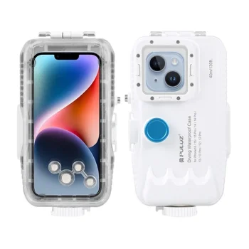 Vandeniui atsparus nardymo dėklas iPhone Puluz PU9115W (40 m), baltas
