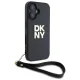 DKNY dėklas su riešo dirželiu iPhone 16 telefonui, juodas