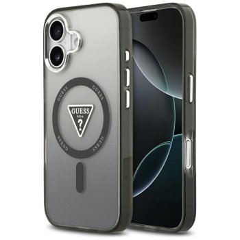 Guess IML Gradient Triangle Logo MagSafe dėklas telefonui iPhone 17, juodas