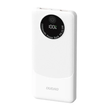Išorinė baterija Dudao K12, 10 000 mAh, PD 22.5W, USB-C, 2x USB-A, balta