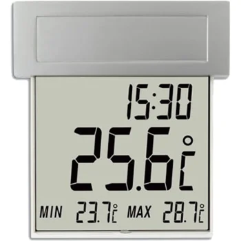 TFA 30.1035 Vision Solar Digital Window Thermometer, Silver