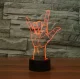 3D LED naktinė lemputė V-Sign Hand, RGB
