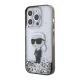 Karl Lagerfeld dėklas iPhone 15 Pro telefonui Liquid Glitter Ikonik, skaidrus