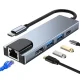 USB-C šakotuvas Tech-Protect V3 5in1, HDMI, RJ45, USB 3.0, pilkas