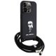 Karl Lagerfeld iPhone 15 Pro Case Saffiano Ikonik Monogram Crossbody, Black