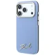 Karl Lagerfeld Saffiano Small Script MagSafe dėklas iPhone 17/18 Pro Max, šviesiai mėlynas