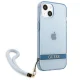 Guess Translucent Strap dėklas iPhone 13 telefonui su riešo dirželiu, mėlynas