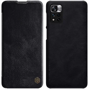Atverčiamasis dėklas Nillkin Qin Case telefonui Redmi Note 11 Pro+ / Mi 11i HyperCharge, juodas