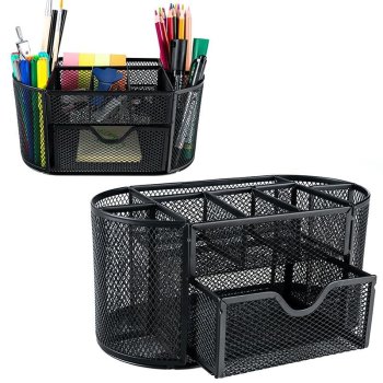 Gotel M14A Metal Desk Organizer with 9 Compartments, Black
