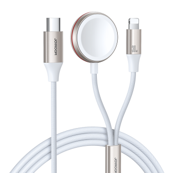 Joyroom S-IW012 dviejų funkcijų Lightning laidas ir Apple Watch įkroviklis 1.5m, baltas