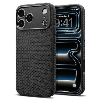 Spigen Liquid Air dėklas iPhone 17 Pro Max, matinis juodas