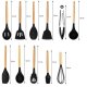Ruhhy 12-Piece Silicone Kitchen Utensil Set with Holder, Black/Beige