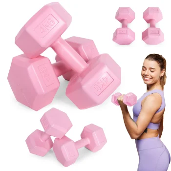 Šešiakampių svarmenų rinkinys MOVEPRO 2x4 kg, rožinis