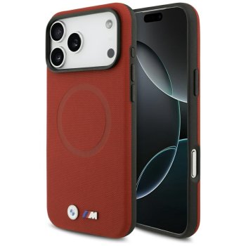 BMW M FW Metal Logo MagSafe dėklas iPhone 17 Pro Max telefonui, raudonas