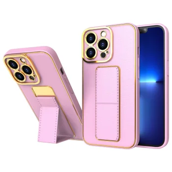 Telefono dėklas iPhone 13 Pro Max su atlenkiamu stovu, rožinis