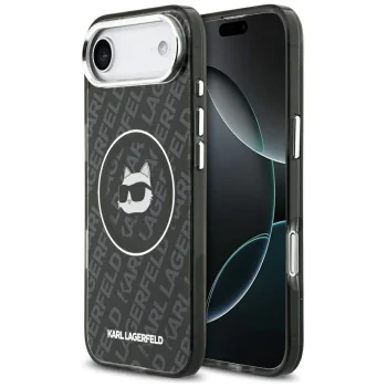 Dėklas Karl Lagerfeld IML Choupette Head Logo MagSafe skirtas iPhone Air, juodas